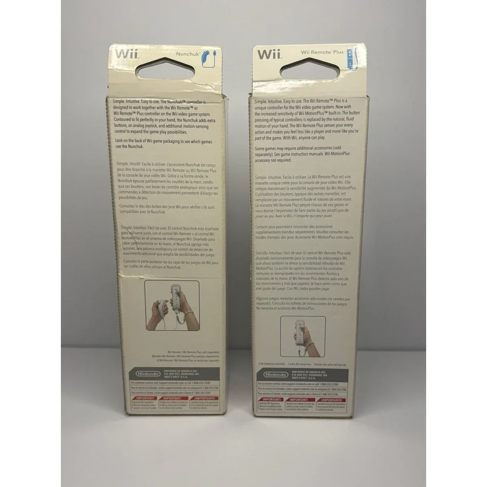 Nintendo Wii Remote Plus Controller and Nunchuck OEM Factory Sealed White MINT